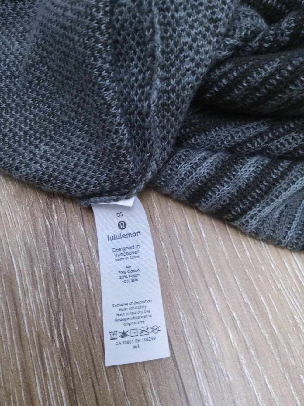Lululemon Open-Front Gray & Black Striped Knit Cardigan Wrap With Asymmetrical H - Picture 7 of 9